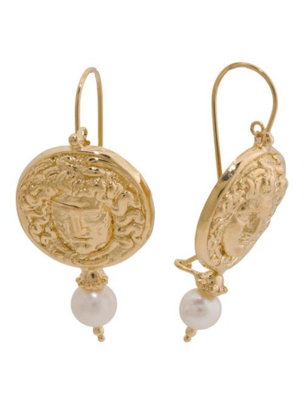 TAGLIAMONTE Made In Italy 18kt Gold Plated Medusa Pearl Earrings